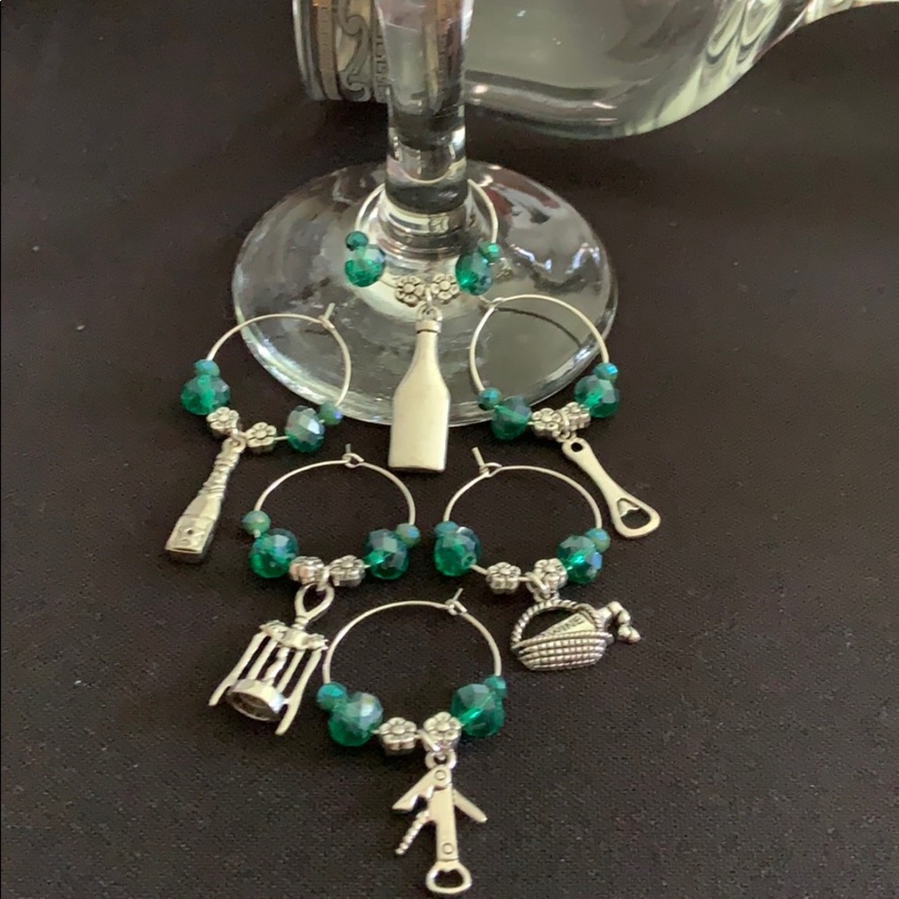 Handmade Wine Glass Charms. Set of 6 Identifiers